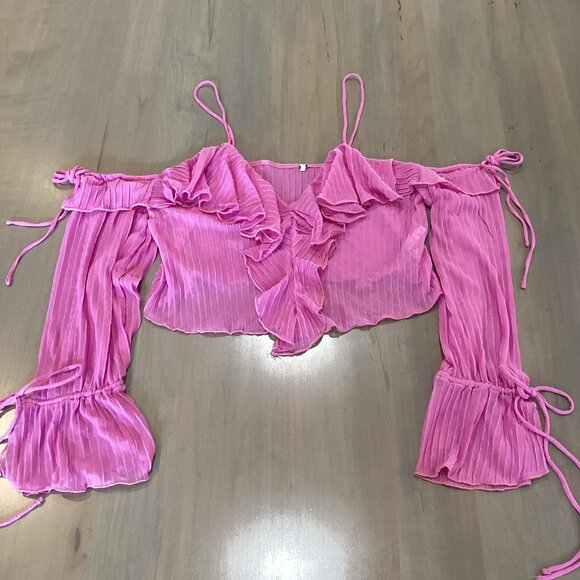 Orchid-colored Flowy Sheer Long-Sleeve Top - Medium - Picture 1 of 7